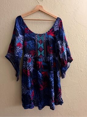 Roxy Navy Floral Scoop-Neck Mini Dress